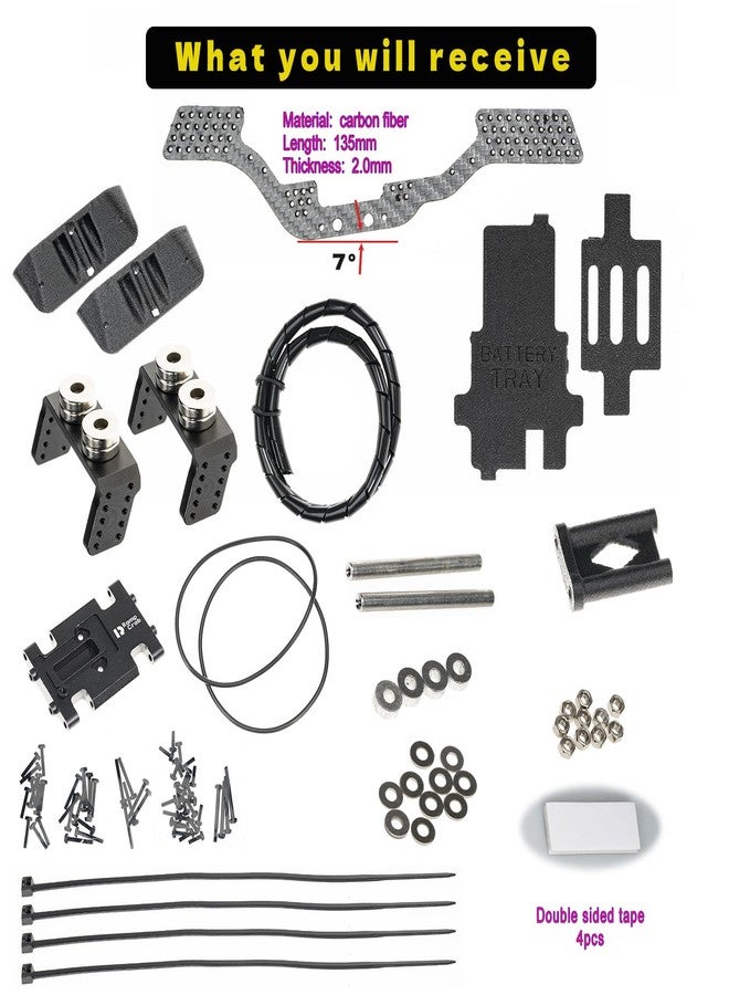 RampCrab Carbon Fiber Chassis Kit for SCX24, 7° Angled Skid, LCG Chassis Kit for Axial SCX24 C10 Upgrade Parts, JLU, Bronco, Deadbolt, Silvery - Image 4